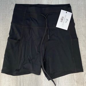 NWT Black Drawstring Luxe shorts 4 in